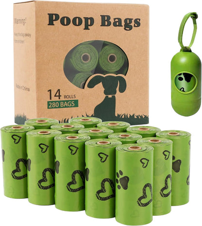 Dog Poop Bags 280 Counts: Extra Thick Leakproof Waste Bag with Dispenser for Doggy (Scented)